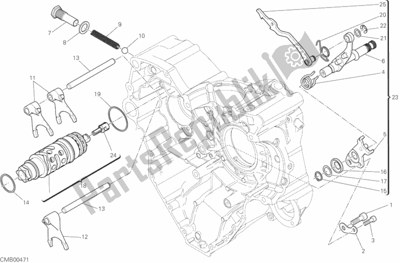 All parts for the Gear Change Mechanism of the Ducati Diavel Xdiavel Thailand 1260 2017